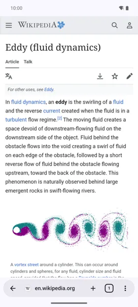 Browsing a page with the bottom bar
