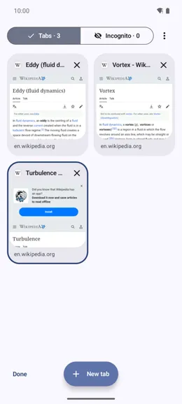 The tab switcher in Eddy